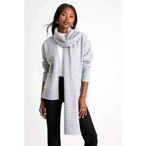 Lulus Rodina Heather Grey Open-front Cardigan And Scarf Set - Size S